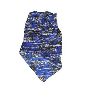 BCBGMAXAZRIA Edythe Orient Blue Tunic Top Blouse asymmetrical hemline size XS